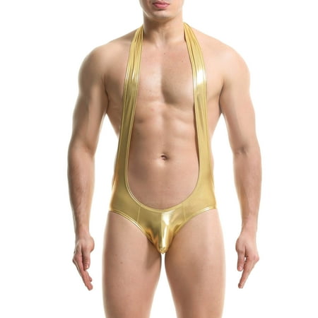 Wancir Mens Bodysuits Jockstrap Breathable Wrestling Singlet Jumpsuit Thong G-string Underwear Leotard