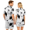 thumbnail image 5 of IYYVV Halloween Couple Matching Satin Pajamas Sets Short Sleeve Button Down Silk Pjs Aesthetic Blood Rose Sleepwear 2 Piece Lounge Set White L, 5 of 5