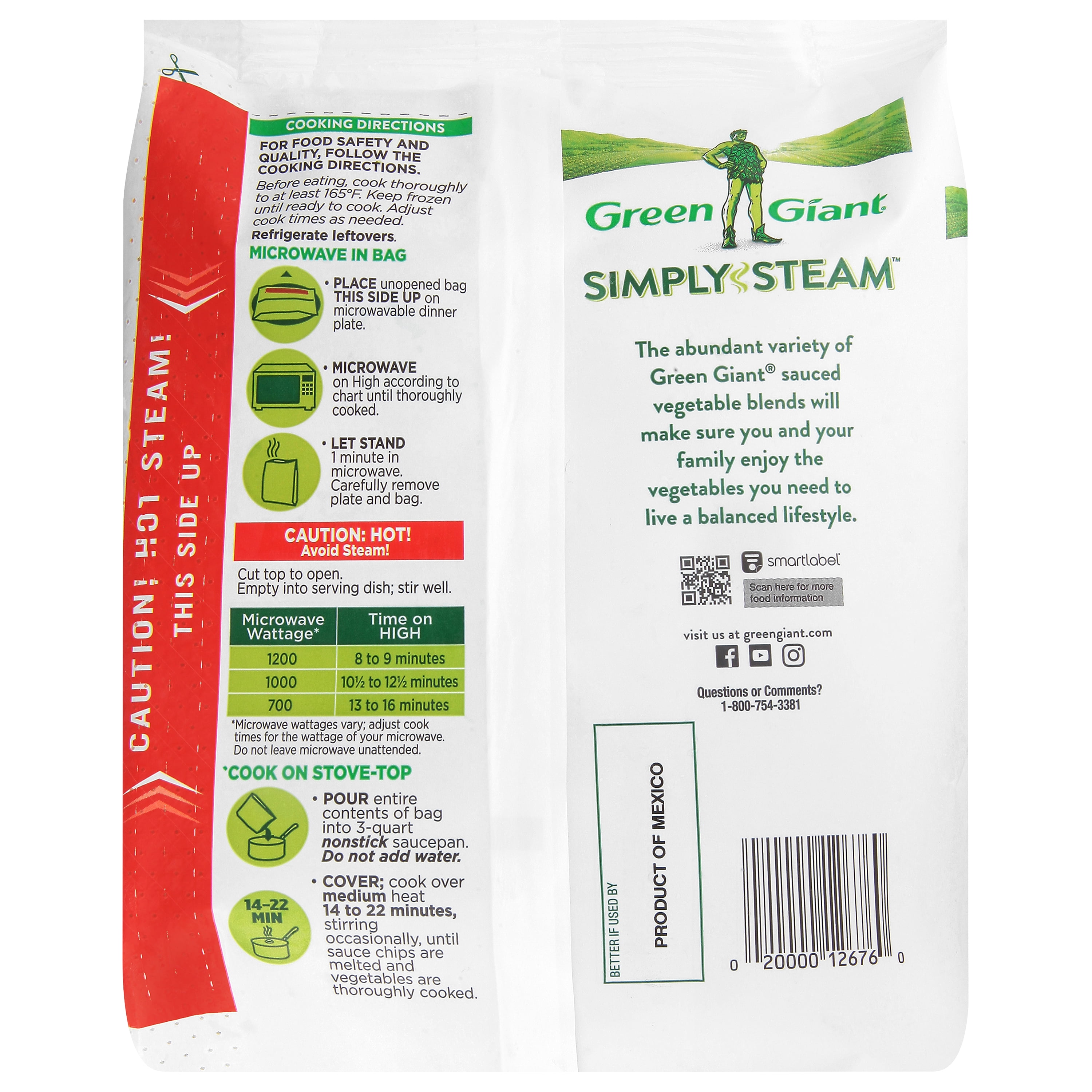 Green Giant Simply Steam Lightly Sauced Pasta with Broccoli, Carrots & Cheese, Family Size 22 oz Bag