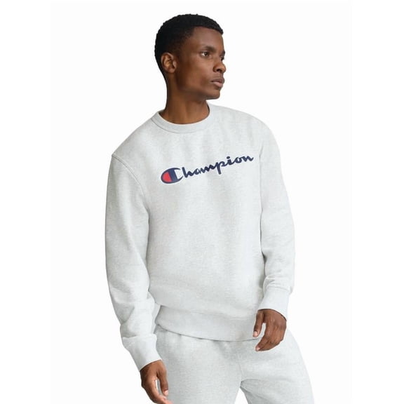 Champion Men’s Powerblend Graphic Crewneck Sweatshirt, Standard Fit, Midweight Fleece, Sizes S-XXL