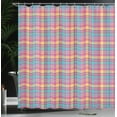 thumbnail image 3 of Ambesonne Abstract Shower Curtain, Colorful Tartan Plaid Art, 69"Wx75"L, Magenta Peach Turquoise, 3 of 4