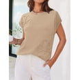 thumbnail image 6 of Merokeety Womens Summer Floral Knit Short Sleeve Loose Sweater Vest Apricot l, 6 of 6