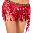 thumbnail image 2 of AGWOLF Belly Dance Hip Scarf with Tassels Sequins Sparkly Performance Skirt Wrap Music Festival Clothing, 2 of 7