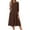 Brown, variant on Women's 3/4 Sleeve Fit Flare Dresses Solid Color Round Neck A Line Dress Casual Party Midi Dress with Pockets L