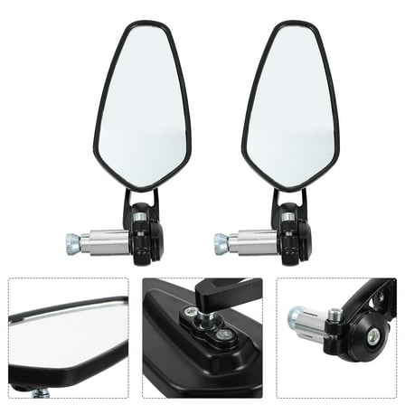 Pretyzoom 1Pair Motorcycle Bike Bar End Mirrors in Black for Motorbikes and Scooters