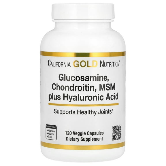 California Gold Nutrition Glucosamine, Chondroitin, MSM Plus Hyaluronic Acid, 120 Veggie Caps