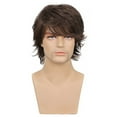 Lizheee Hair Things Mens Wig Brown Short Layered Natural Synthetic Male Wigs With Party Daily