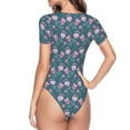 thumbnail image 4 of Naloa Tulips Flowers Women's Short-Sleeved Onesie, One-Piece Swimsuit for Parties, dates, clubs - Medium, 4 of 9