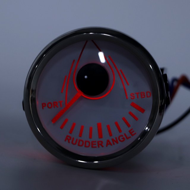 Acouto Waterproof Rudder Angle Indicator Gauge Meter,52mm Universal Boat Rudder Angle Indicator 0-190ohm Signal With Rudder Sensor 9-32V Backlight Gauge For Boat Yacht