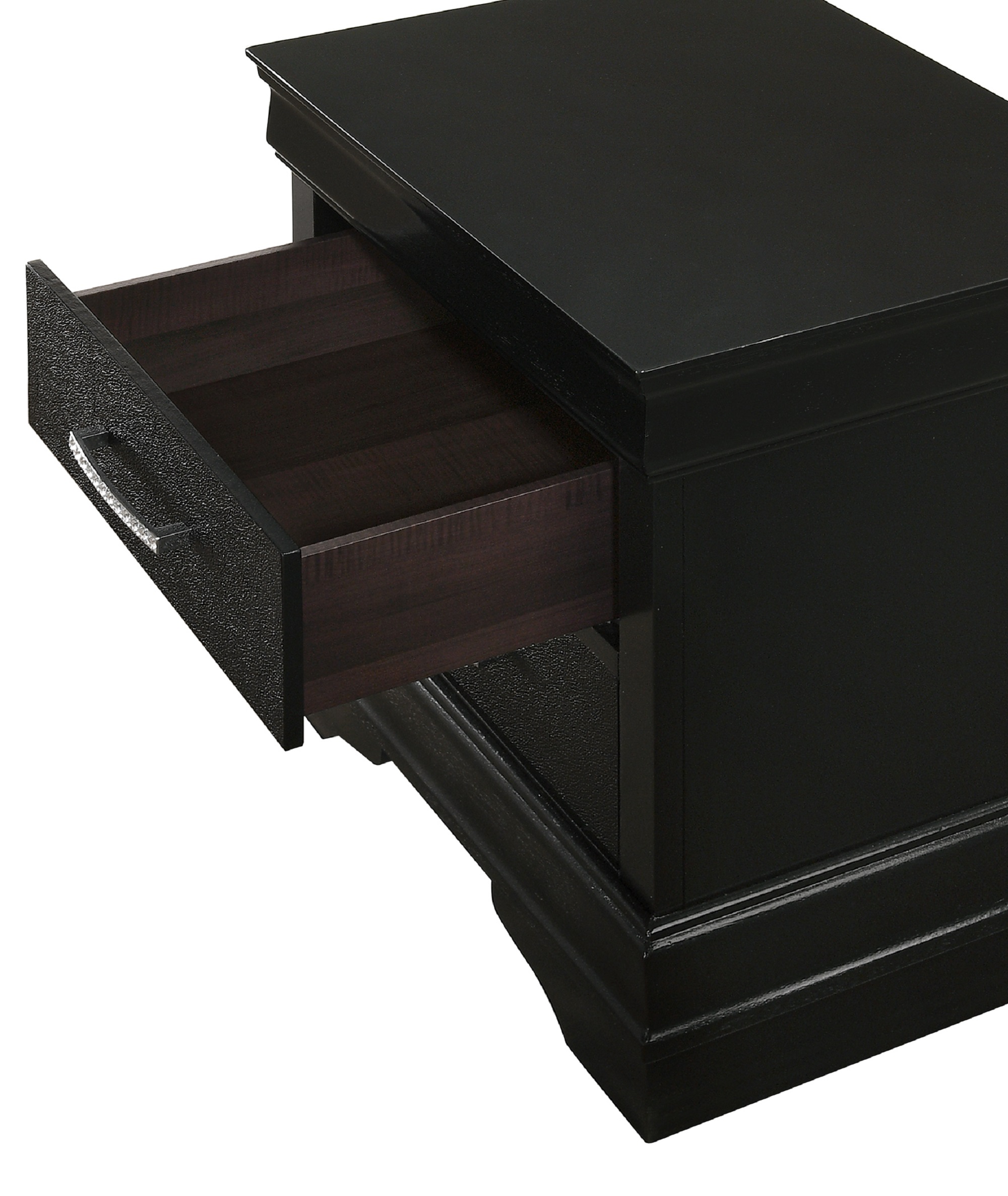 Modern 5pc Full Size Black Finish Upholstered Bed Set Solid Wood Storage Wooden Bedroom Furniture - image 5 of 7