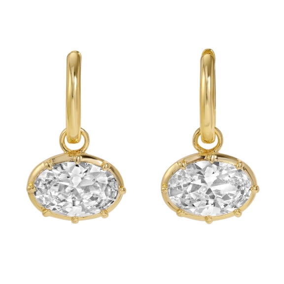 Mietieo Oval Clear Stone Drop Hoop Earrings for Women, 1 Pair