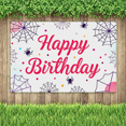 thumbnail image 4 of Happy Birthday Banner with Spider Webs Bats and Stars Elements Party Backdrop Decorations for Birthday Party Photography Props Decor Party Supplies, 4 of 6