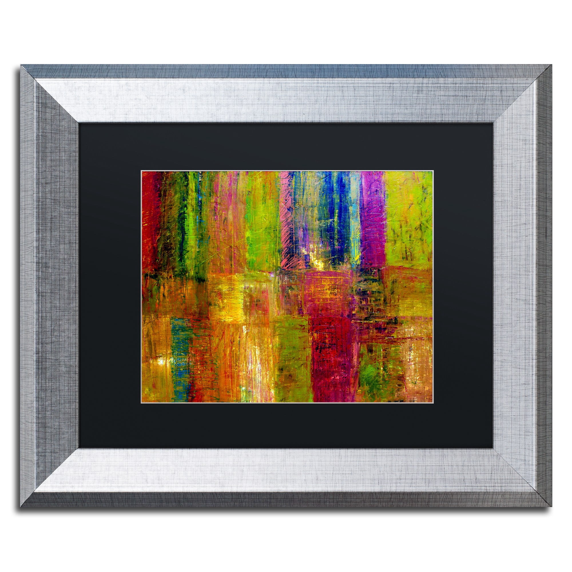 "Color Abstract" Canvas Art by Michelle Calkins Black Matte, Silver Frame