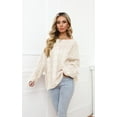 thumbnail image 2 of Pulls Femmes Robe Oversize Manches Longues Sexy hors Épaule Couleur Bloc Pull Pull Tops, 2 of 6