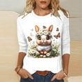 thumbnail image 2 of LiMoi Women's Round Neck Holiday Blouse with Easter Day Print Three Quarter Sleeve Top Tees Tshirts My Items, 2 of 5