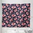 thumbnail image 1 of Watercolor Tapestry, Nature Inspired Composition with Pink Garden Flora Vintage Petals, Fabric Wall Hanging Decor for Bedroom Living Room Dorm, 5 Sizes, Navy Blue Coral, by Ambesonne, 1 of 1