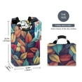 thumbnail image 2 of Yayeee Freestanding Laundry Hamper with Handle Collapsible Large Storage Basket for Clothes, Blue Vibrant Leaves Pattern, 2 of 7