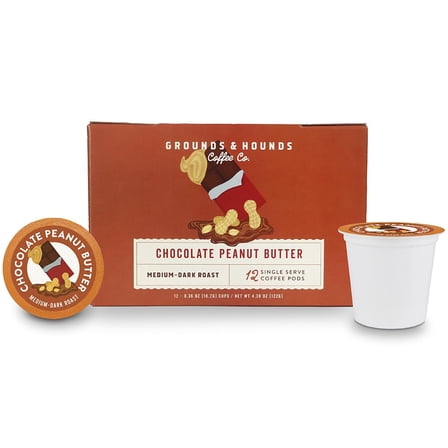 Medium Roast Organic Coffee Pods, Chocolate Peanut Butter Blend, 12 Count