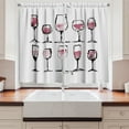 thumbnail image 2 of Ambesonne Alcohol Kitchen Curtains, Sketch Wine Glasses, 55"x39", Dried Rose White, 2 of 3