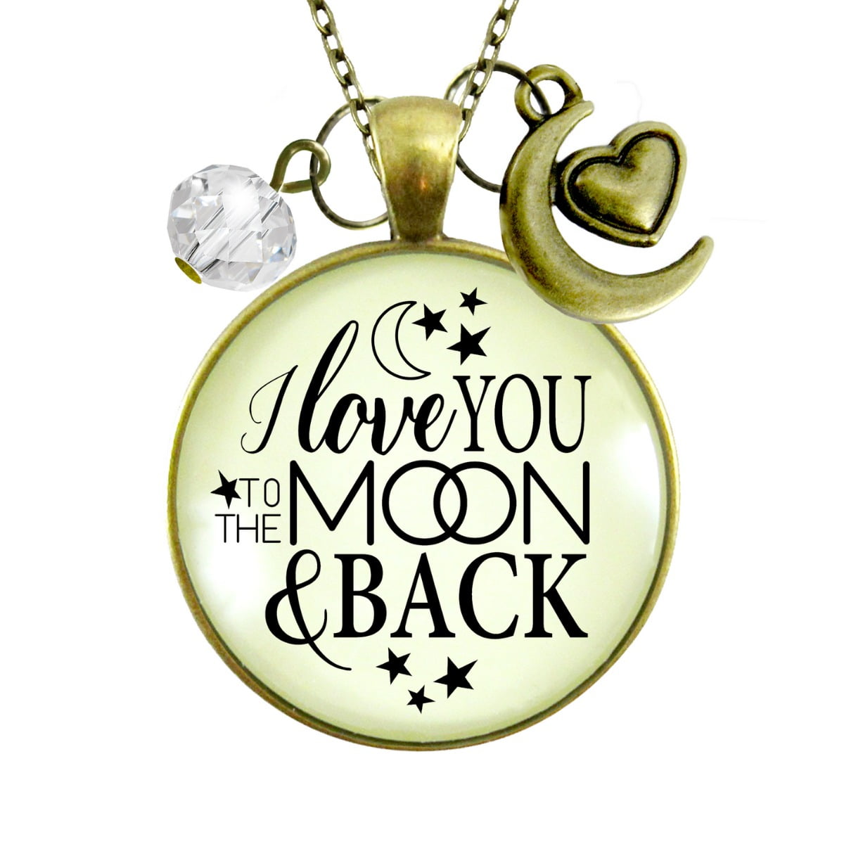 Love You To Moon Necklace Gutsy Goodness Adult Female Bronze Metal
