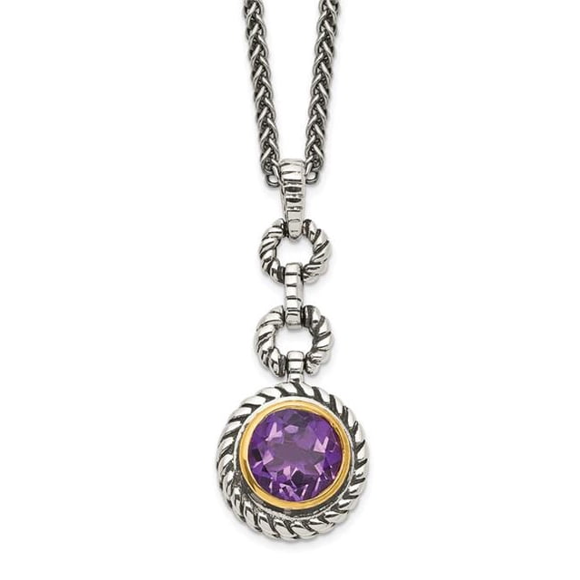 Argent Sterling avec Collier en Améthyste Plaqué Or