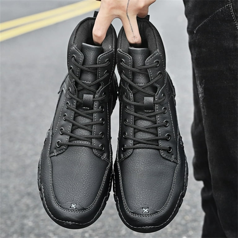 Tawop Men's Casual High-Top Leather Boots