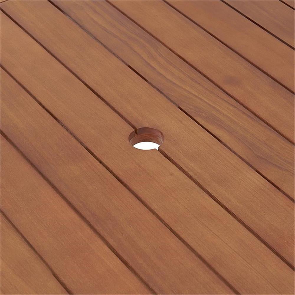 Alaterre Furniture Eucalyptus Wood, Weather-Resistant 63" x 37.5" Outdoor Dining Table with 2" Umbrella Hole
