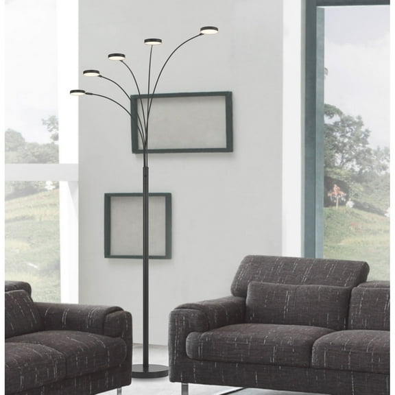 HomeRoots 526324 82 in. Five Light Led Arc Floor Lamp, Bronze