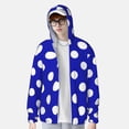 thumbnail image 2 of Balery Blue And White Polka Dot Sudadera ligera de manga larga con capucha y protección solar UPF 50+ para hombre y mujer, ideal para pesca y running-Small, 2 of 7