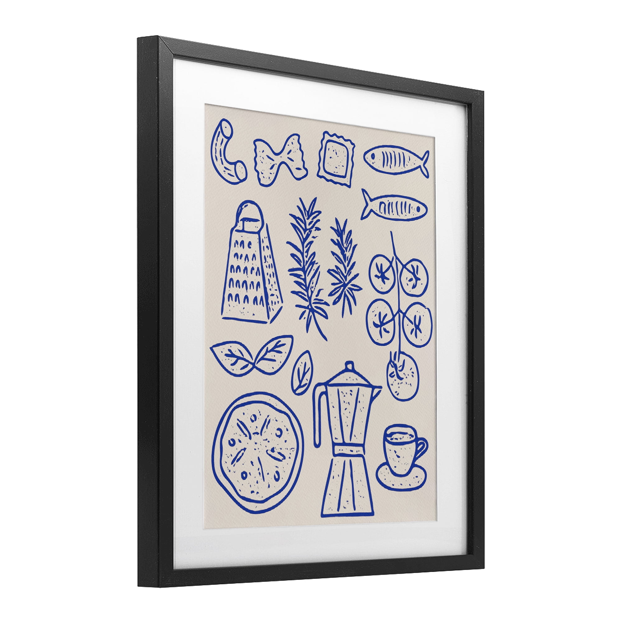 Stupell Industries Pasta & Espresso Simplicity Black Framed Print Under Glass, design by Camila Juncos