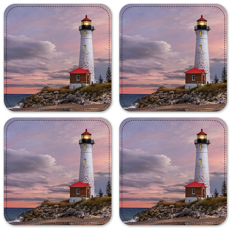Vinyl Drink Coasters Set of 4 Lighthouse Of Michigan Walmart