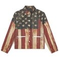 thumbnail image 4 of Jackets for Women Winter Coat Jackets Flannel Stand Collar Jacket(Vintage USA Flag,Size:S-4XL), 4 of 7