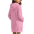 thumbnail image 6 of Spazoro Girls Hooded Sweatshirt Dress with Pockets, Long Sleeve Warm Button Placket Solid Color Casual Pullover Tunic Dress for Daily Wear Pink Size 5-6, 6 of 6