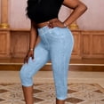 thumbnail image 5 of Oksale Womens Capri Leggings without Pockets Stretch High Waisted Capri Pants Slim Fit Tummy Control Cropped Trousers 2026 Light Blue S, 5 of 9