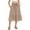 Khaki, variant on Women's Boho Flowy Midi Elastic High Waist Retro Pleated A-Line Flared Below Knee Skirts with Pocket