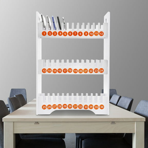 PVC Mobile Phone Holder, White Cell Phone Storage Organizer(36 Slots) 3-Tier 36 Slots Multiple Cell Phone Stand Rack