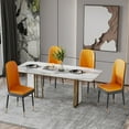 thumbnail image 1 of PU Dining Chair Set of 4, Upholstered Kitchen Chair with Back and Iron Metal Gold Plated Legs, Modern Accent Dining Chairs Side Chair for Living Room Dining Room Kitchen, Orange, 1 of 7