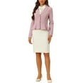 thumbnail image 2 of INSPIRE CHIC Work Short Blazer for Women's Lapel Collar Long Sleeve Ruffle Casual Office Jacket M Pink, 2 of 6