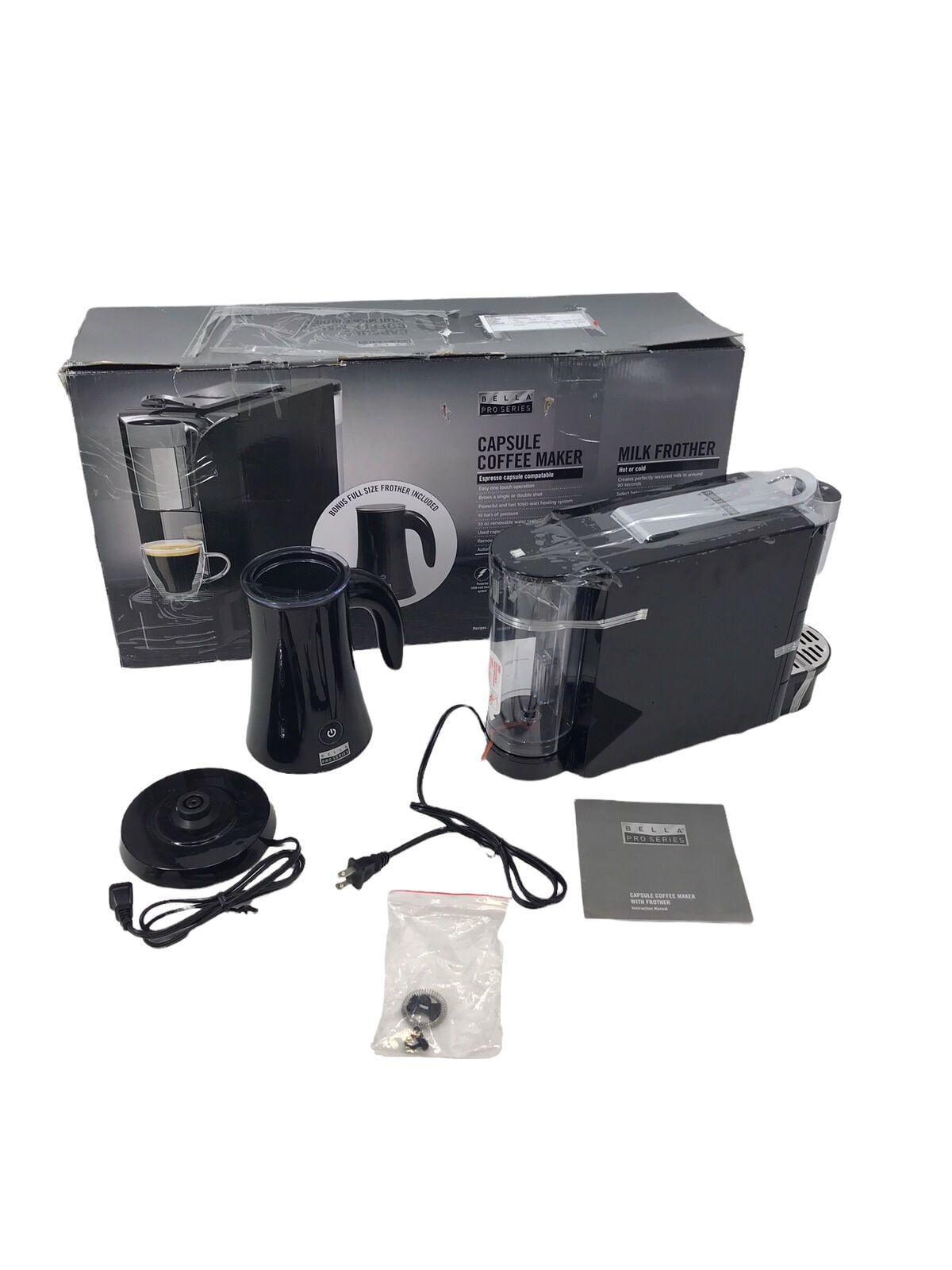 Bella Pro Series Capsule Coffee Maker and Milk Frother CM7006CUL Black