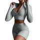 thumbnail image 2 of de entrenamiento, Conjuntos de leggings de yoga de cinturo , Conjunto deportivo para mujer, Ropa de gimnasio, cremallera frontal - gris, METRO Yinane Traje de entrenamiento, 2 of 8