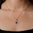 thumbnail image 3 of Gem Stone King 18K Rose Gold Plated Silver Blue Created Sapphire and Swiss Blue Topaz Pendant Earrings Set for Women (3.86 Cttw, Gemstone September Birthstone, with 18 inch Chain), 3 of 4