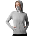 thumbnail image 3 of Plus Size Women's Loose Fit Long Sleeve Hooded Zipper Solid Color Sun Protection Top Shirt Casual Daily Fashion Shirts | CSEONE,Gray 2XL, 3 of 6