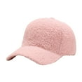 thumbnail image 2 of dianhelloya Warm hat Unisex Baseball Hat Adjustable Thicken Solid Color Curved Brim Artificial Lamb Wool Windproof Sun Protection Cap for Daily Wear Pink, 2 of 8