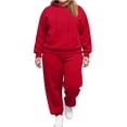 thumbnail image 3 of Lumtrix Sweatsuits Women 2 Piece Outfit Loose Fit Long Sleeve Oversized Pullover Hoodies Elastic Wide Leg Joggers Workout Lounge Set Red XL, 3 of 5