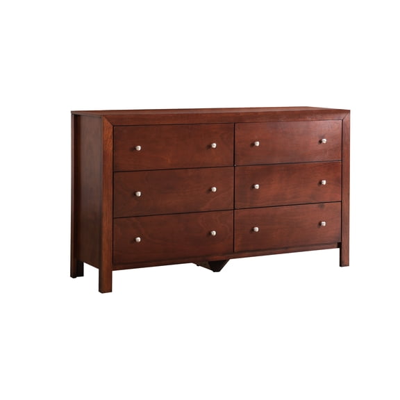 G2400-d Dresser In Cherry - Real Wood Veneer Construction, Metal Guides For Stable Drawer Movement, 17" W X 58" D 34" H Bedroom Solid Finish, Strong Drawers,
