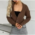 thumbnail image 2 of Womens Soft Sweaters Button Up Long Sleeve Knitted Cardigans Solid Color Casual Comfy Loose Sweater Coat (Free Size, Coffee A), 2 of 8