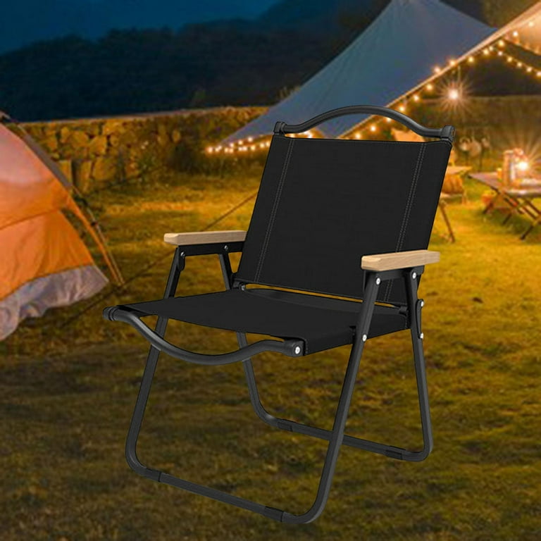 Portable Camping Folding Chair 120kg Load Bearing Stable Collapsible Hiking Seat for Music Festivals Garden Patio Sporting Events Parties Black Large