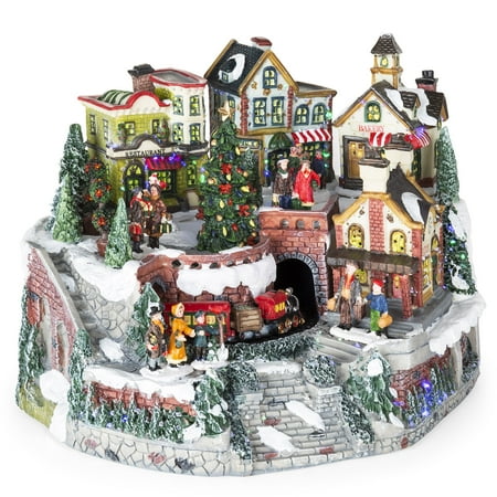 Best Choice Products 12in Pre-Lit Hand-Painted Animated Tabletop Christmas Village Set w/ Rotating Train, Fiber Optic Lights- (Best Village In Minecraft)