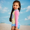 thumbnail image 5 of Odeerbi 4-8 Years Kids Girls Long Sleeve Rash Guard Swimsuits Summer Beach Two Pieces Athletic Training Swimsuit Hawaiian Surfing Swimwear Sunscreen Seaside Swim Skirt Set, 5 of 9