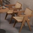 thumbnail image 4 of IVV Wooden Dining Arm Chairs Set of 2, Versatile Accent Chair with Rubber Wood Legs, Rattan Seat & Back, for Living Room Reading Nook, Easy Assembly, Brown, 4 of 9
